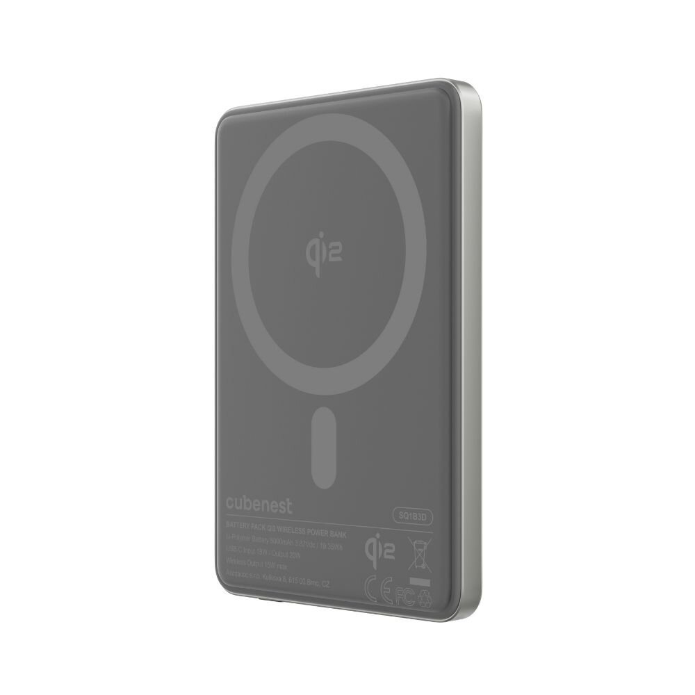 Cubenest Qi2 Magnetická bezdrátová powerbanka SlimDual 5000 mAh SQ1B3D - stříbrná