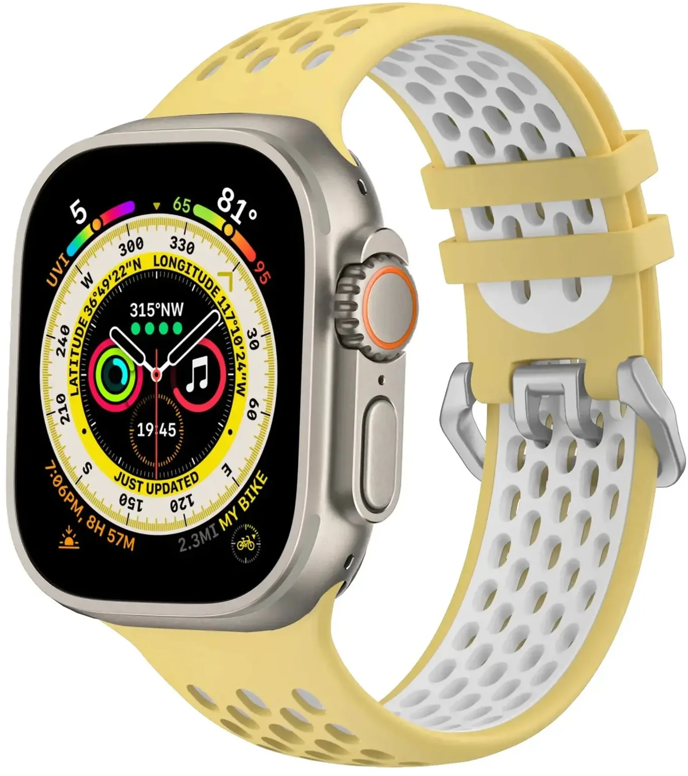 Cubenest Sportovní řemínek na Apple Watch Sport Band YELLOW with White(42-49mm)