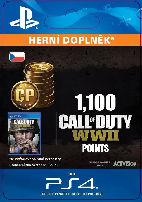 CZ PS4 - 1,100 Call of Duty®: WWII Points (Av.22.11.2017) elektronická licence