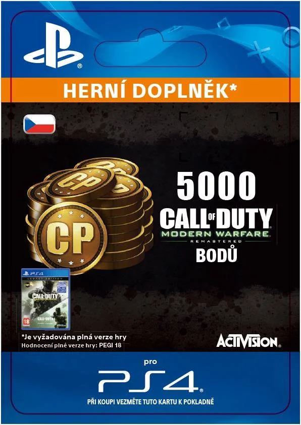 CZ PS4 - 5,000 Call of Duty: Modern Warfare Remastered elektronická licence