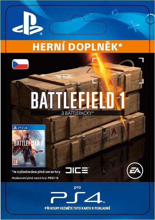 CZ PS4 - Battlefield 1 Battlepacks x 3 elektronická licence
