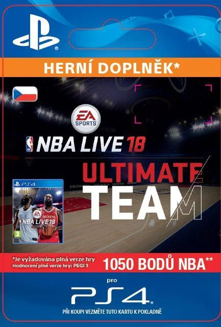 CZ PS4 - EA SPORTS™ NBA LIVE 18 ULTIMATE TEAM™ - 1050 NBA POINTS elektronická licence