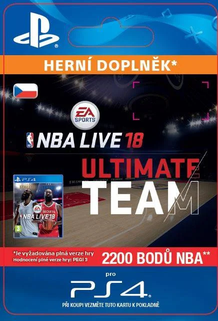 CZ PS4 - EA SPORTS™ NBA LIVE 18 ULTIMATE TEAM™ - 2200 NBA POINTS elektronická licence