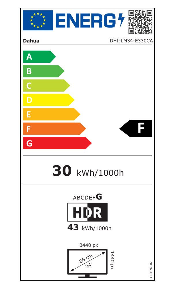 DAHUA 34" LED LM34-E330CA/ herní/ VA panel/ 3440x1440 (UW-QHD)/ 3500:1/ 1ms/ 300cd/m2/ 2xHDMI/ 2xDP/ PIVOT/ VESA 100x100