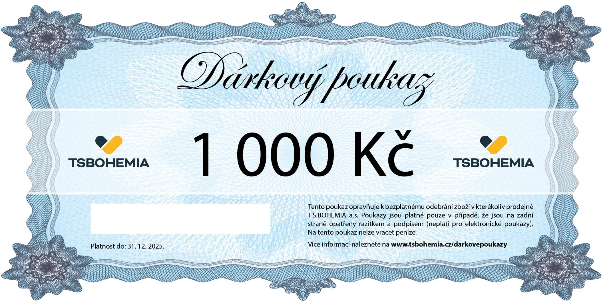 Darčekový poukaz T.S.BOHEMIA 1000 CZK