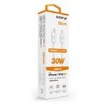 Datový kabel ALIGATOR POWER 30W, USB-C/Lightning 3A, 0,5m bílý