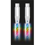 Dátový kábel ALIGATOR POWER 3A 65W, USB-C/USB-C, 0,5 m svetelný