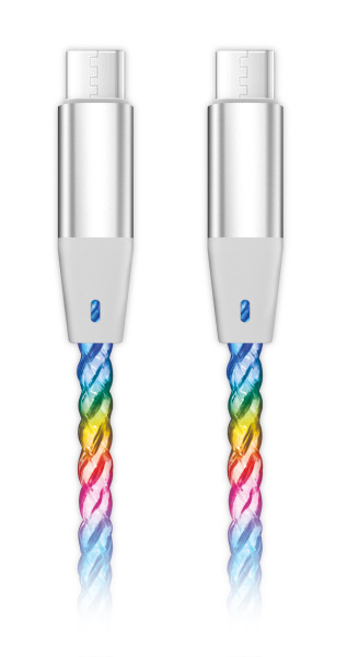 Dátový kábel ALIGATOR POWER 3A 65W, USB-C/USB-C, 1,2 m svetelný