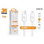 Dátový kábel ALIGATOR POWER 3A, USB-C/Lightning, 1m biely DATKP34
