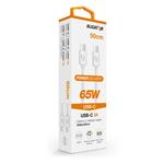 Dátový kábel ALIGATOR POWER 65W, USB-C/USB-C 3A, 0,5m biely