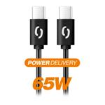 Datový kabel ALIGATOR POWER 65W, USB-C/USB-C 3A, 0,5m černý