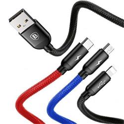 Datový kabel Baseus 3v1 USB/microUSB, Lightning, USB-C 1,2m 3,5A černý