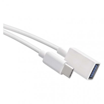 Dátový kábel OTG USB-A 3.0 / USB-C 3.0 s funkciou redukcie, 15 cm, biely