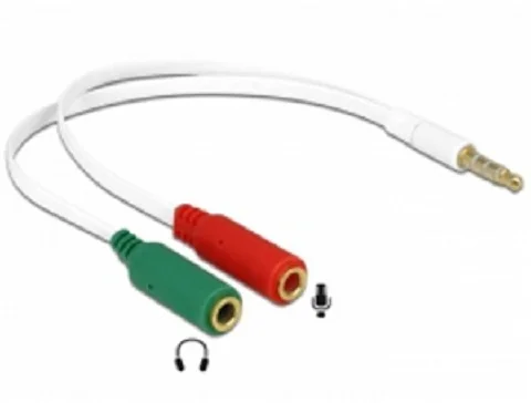 Delock Adaptér pre slúchadlá 1 x 3,5 mm 4 pin Stereo jack samec > 2 x 3,5 mm 3 pin Stereo jack samica (iPhone) (65447)