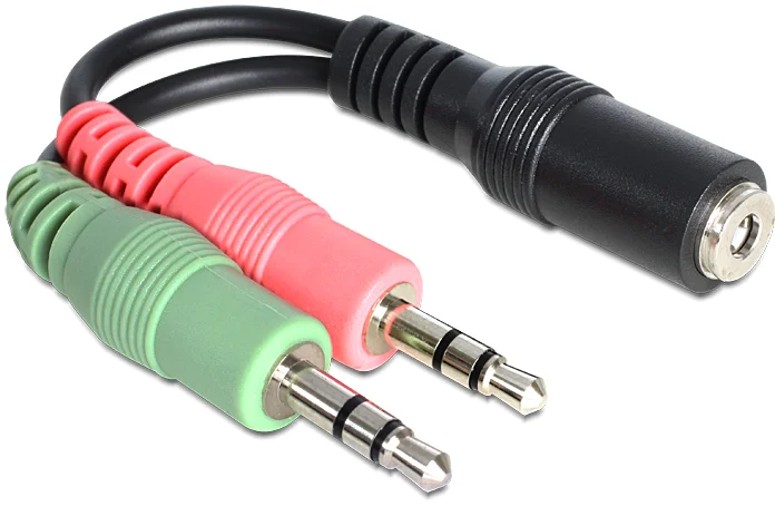 Delock adaptér stereo jack 3,5mm 4 pin samice > 2 x stereo jack 3,5mm 3 pin (65459)