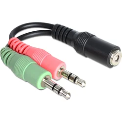 Delock adaptér stereo jack 3,5mm 4 pin samice > 2 x stereo jack 3,5mm 3 pin (65459)