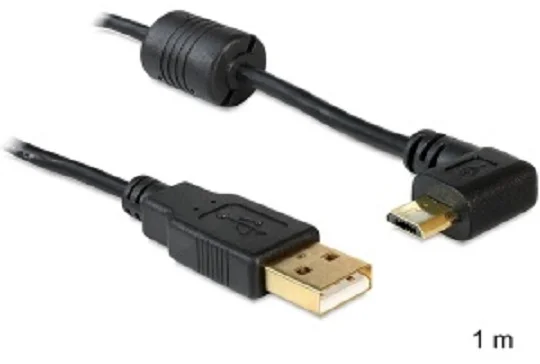 Delock kábel USB 2.0 A samec > microUSB samec, 90° obdĺžnikový, 1m (8314