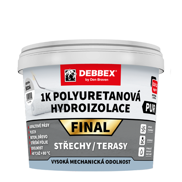 DENBRAVEN 1K PUR FINAL Hydroizolace 4kg šedá DEBBEX