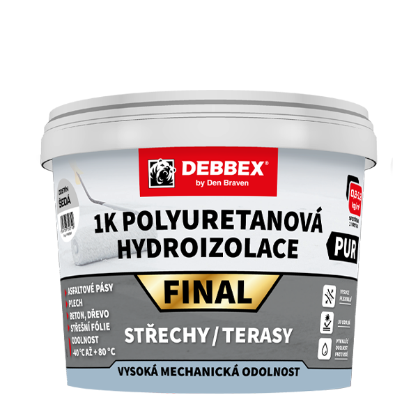 DENBRAVEN 1K PUR FINAL Hydroizolácia 4kg sivá DEBBEX