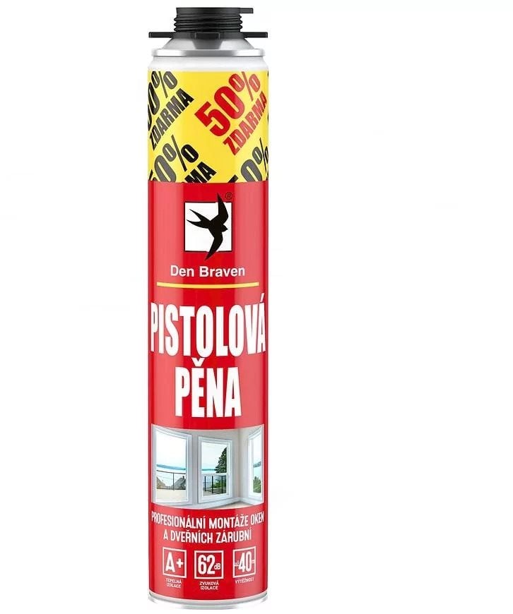 DENBRAVEN Montážní pěna pistolová 500+250ml ZDARMA