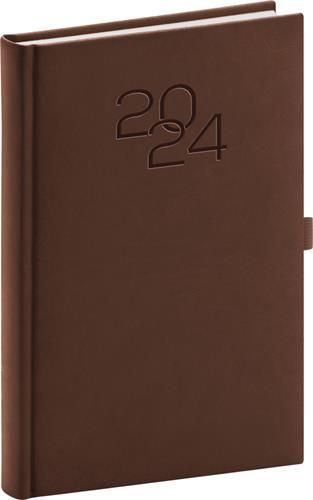 Denní diář Vivella Classic 2024, hnědý, 15 × 21 cm