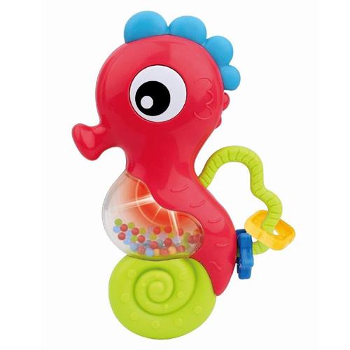 Detská hrkálka Baby Mix s melódiou Morský koník červená