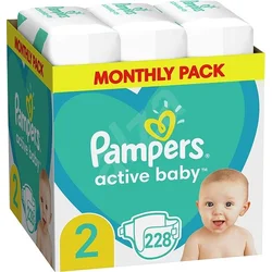 Detské plienky Pampers Active veľkosť 2, 4 kg - 8 kg, 228 ks