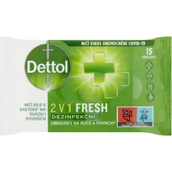 Dettol dezinfekčné obrúsky 2v1 na ruky a povrchy 15ks