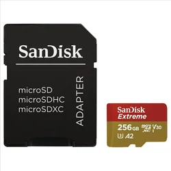 DF SanDisk Extreme microSDXC 256GB 160MB/s A2 C10 V30 UHS-I U3, adapter
