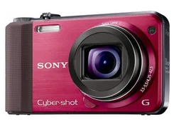 DFK SONY kompakt DSC-HX7VR, 16,1MPix, 10x zoom, 3" LCD, FullHD video, 3D, GPS, červený + baterie FG1