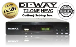 DI-WAY T2-ONE HEVC H.265 DVB-T/T2, CRA T2 Ověřeno