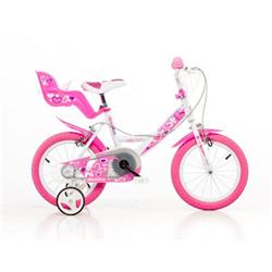 DINO bikes 144RN biely, ružový 14" detský bicykel