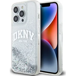DKNY Liquid Glitter Arch Logo Zadný kryt pre iPhone 13 Pro Max Transparent