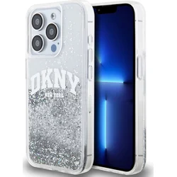 DKNY Liquid Glitter Arch Logo Zadný kryt pre iPhone 14 Pro Max Transparent