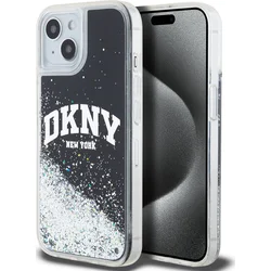 DKNY Liquid Glitter Arch Logo Zadný kryt pre iPhone 15 Black