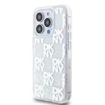 DKNY Liquid Glitter Checkered Pattern Zadný kryt pre iPhone 15 Pro Transparent