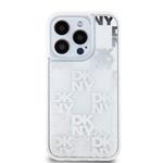 DKNY Liquid Glitter Checkered Pattern Zadný kryt pre iPhone 15 Pro Transparent
