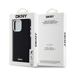 DKNY Liquid Silicone Silver Metal Logo Magsafe Zadní Kryt pro iPhone 15 Pro Max Black