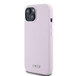 DKNY Liquid Silicone Silver Metal Logo Magsafe zadný kryt pre iPhone 15 Pink