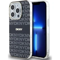 DKNY PC/TPU opakovaný vzor Tonal Stripe Magsafe zadný kryt pre iPhone 13 Pro Max Black