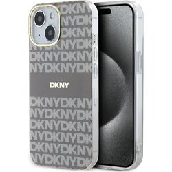 DKNY PC/TPU opakujúci sa vzor Tonal Stripe Magsafe zadný kryt pre iPhone 13 béžový
