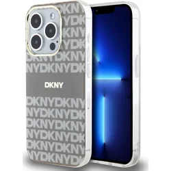DKNY PC/TPU opakujúci sa vzor Tonal Stripe Magsafe zadný kryt pre iPhone 14 Pro Beige