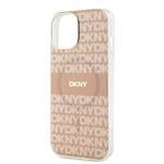 DKNY PC/TPU opakujúci sa vzor Tonal Stripe Magsafe zadný kryt pre iPhone 14 ružový