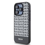 DKNY PU kožený zadný kryt MagSafe s opakovaným vzorom pre iPhone 13 Pro Black