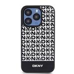 DKNY PU kožený zadný kryt MagSafe s opakovaným vzorom pre iPhone 13 Pro Black
