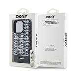 DKNY PU kožený zadný kryt MagSafe s opakovaným vzorom pre iPhone 13 Pro Max Black
