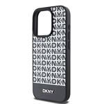 DKNY PU kožený zadný kryt MagSafe s opakovaným vzorom pre iPhone 13 Pro Max Black