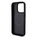 DKNY PU kožený zadný kryt MagSafe s opakovaným vzorom pre iPhone 15 Pro Black