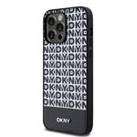DKNY PU kožený zadný kryt MagSafe s opakovaným vzorom pre iPhone 15 Pro Max Black