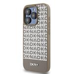 DKNY PU kožený zadný kryt MagSafe s opakujúcim sa vzorom na spodnej strane pre iPhone 12/12 Pro Brown